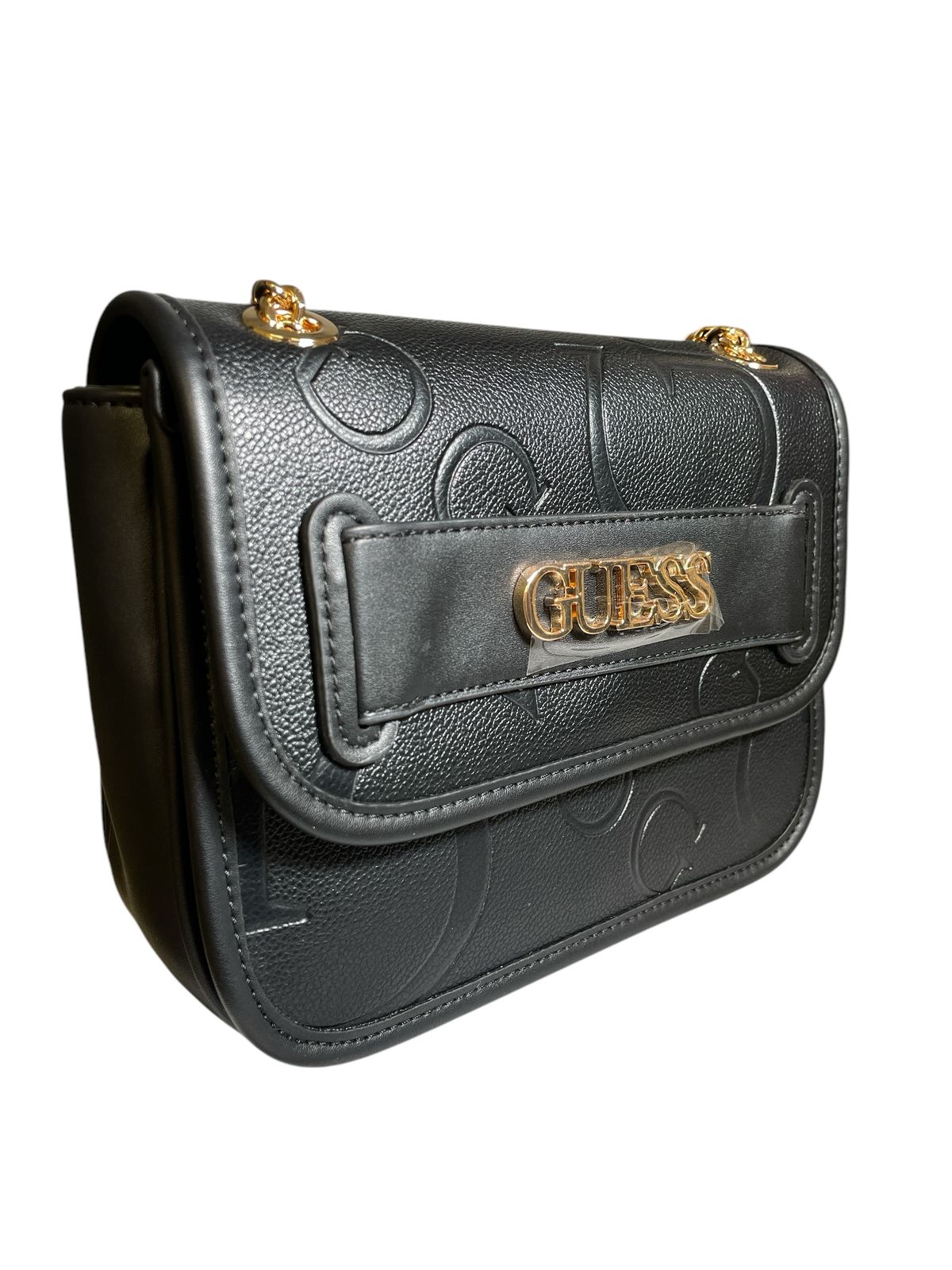 Bolsa Guess Negra con Cadena Dorada – Sofisticación y Estilo Atemporal