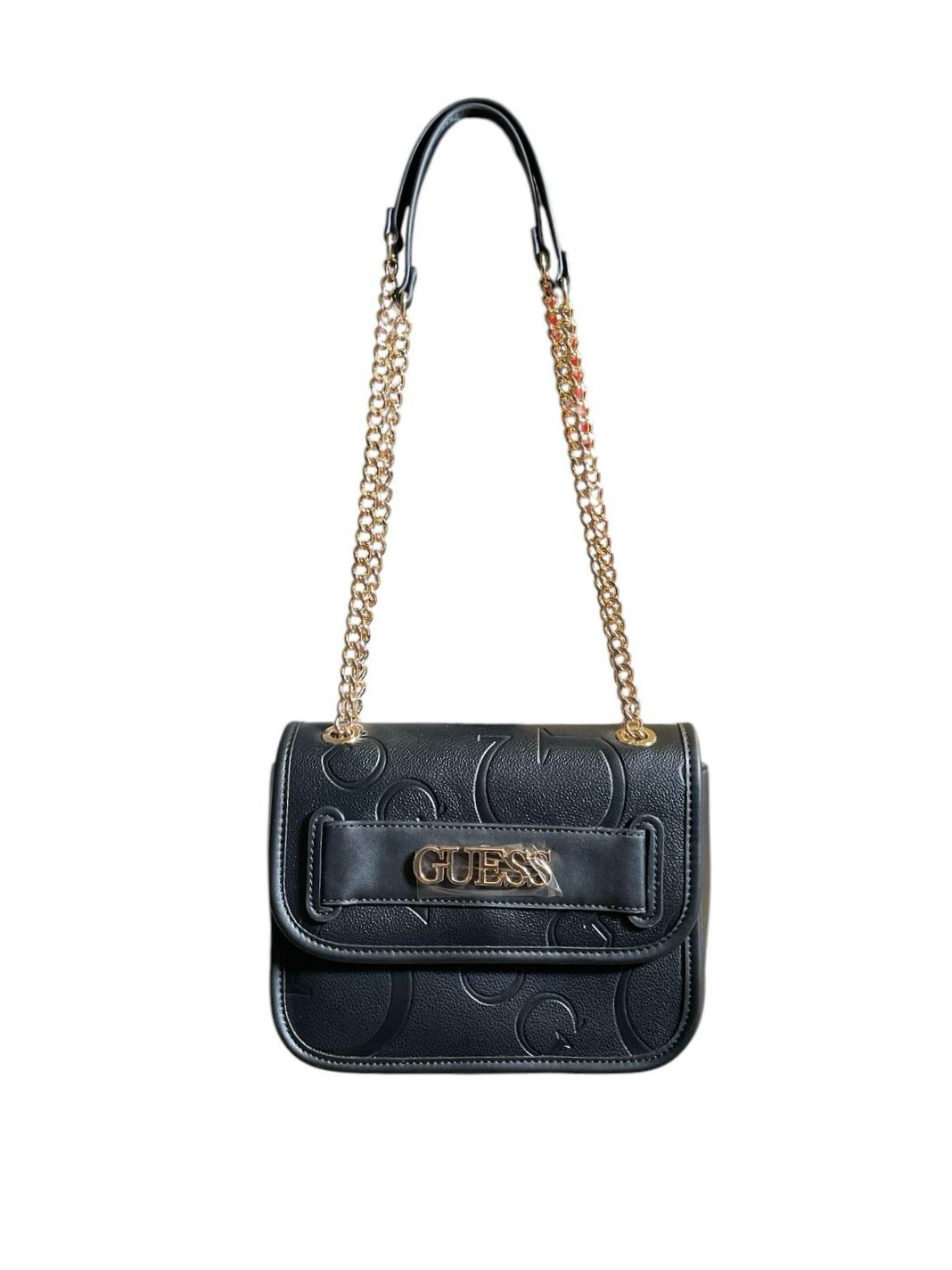 Bolsa Guess Negra con Cadena Dorada – Sofisticación y Estilo Atemporal